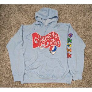 Grateful Dead Liquid Blue Hoodie Sweatshirt Mens Large Blue Lightweight Bears